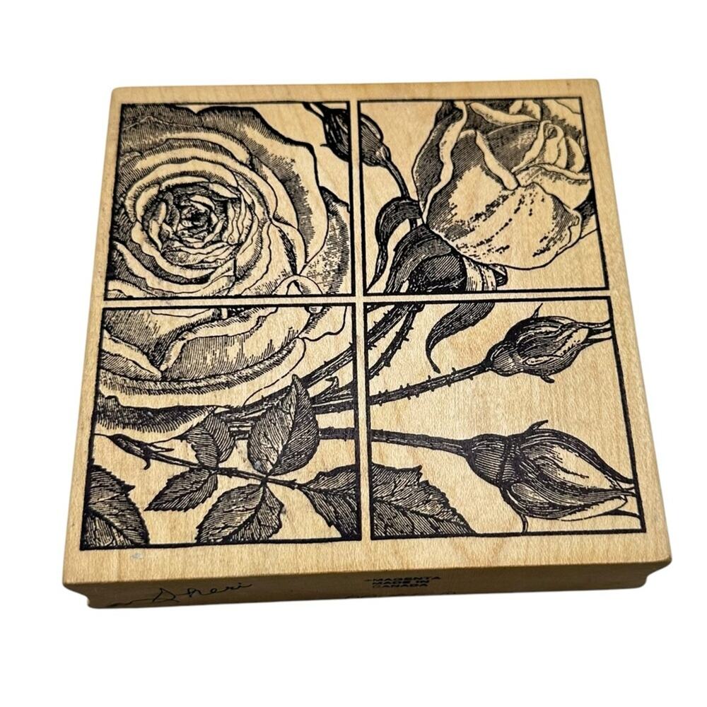 Roses Rubber Stamp Large 4.5 inch Scrapbooking Crafting Teacher Classroom